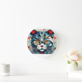 猫心の ラウンド壁時計 (ホーム)