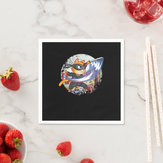 猫忍者マンガアニメ日本のマンガファンギフト スタンダードカクテルナプキン (インサイチュ)