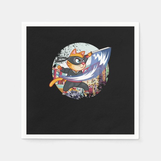猫忍者マンガアニメ日本のマンガファンギフト スタンダードカクテルナプキン (正面)