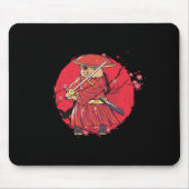 猫忍者刀かた剣剣剣日本侍ギフト マウスパッド (正面)