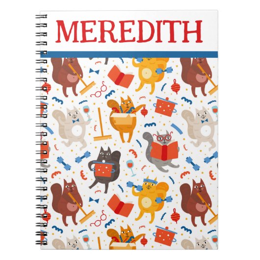 猫忙しがプリント手帳 ノートブック (正面)