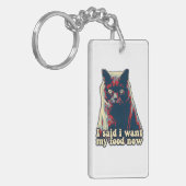 猫怒ミームと猫オーナー キーホルダー (正面左)