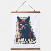 猫怒ミームと猫オーナー 吊り下げ型タペストリー (正面)
