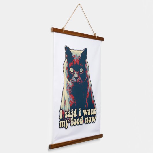 猫怒ミームと猫オーナー 吊り下げ型タペストリー (傾斜あり)