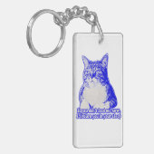 猫怒ミームの猫好きと猫オーナー キーホルダー (正面左)
