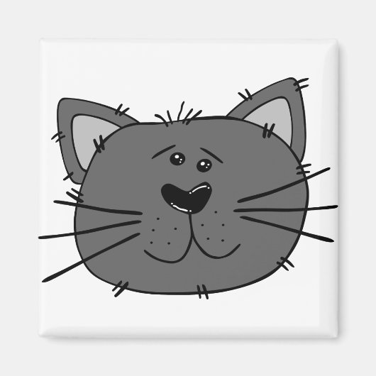 猫怒顔猫カーニヴォーレグレイ猫 マグネット (正面)