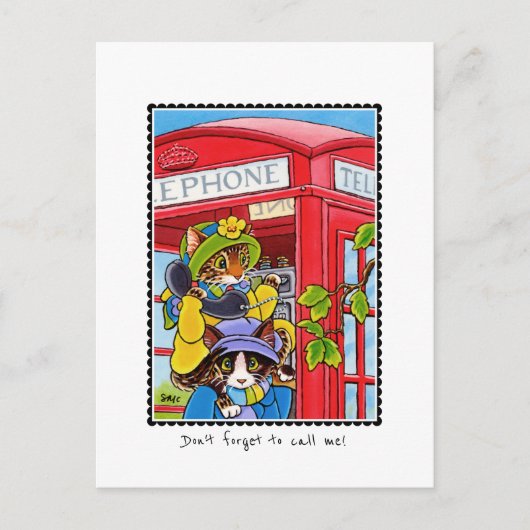 猫恋しく思に電話おもしろいカスタムす ポストカード (正面)