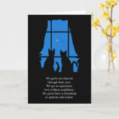 猫悔やみや弔慰の悲しい言葉を失う カード (黄色い花)