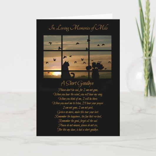 猫悔やみや弔慰名前をカスタムするスピリチュアル詩 カード (正面)