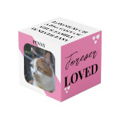 猫悔やみや弔慰記念ペットメモリアルピンク写真 フォトキューブ (正面アングル)