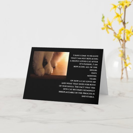 猫悔やみや弔慰 カード (黄色い花)