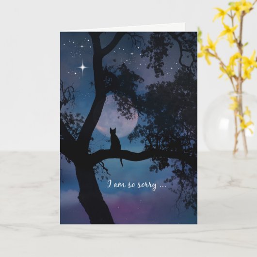 猫悔やみや弔慰 カード (黄色い花)