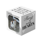 猫悔やみや弔慰Keepsake Petメモリアル灰色の写真 フォトキューブ (裏面アングル)