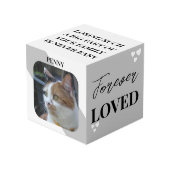 猫悔やみや弔慰Keepsake Petメモリアル灰色の写真 フォトキューブ (正面アングル)