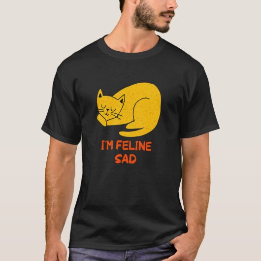 猫悲しい猫パパのギャグ猫プンチラインCa Tシャツ (正面)
