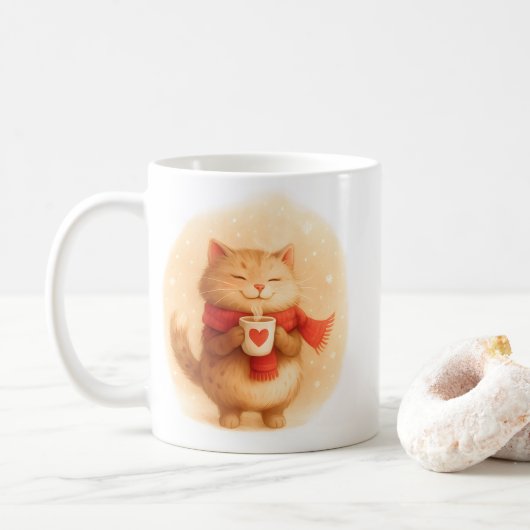 猫愛好家のためのオレンジネコマグ コーヒーマグカップ (ドーナツ)