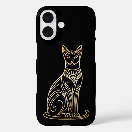 猫愛好家のためのゴールドキャットのイラスト - ラインアートスタイル Case-Mate iPhoneケース (裏面)