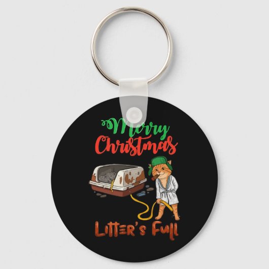 猫愛好家のための楽しいクリスマス "Litter's Full Merry Christmas" キーホルダー (正面)