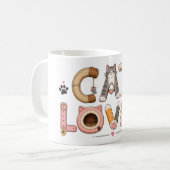 猫愛好家のワードアート コーヒーマグカップ (正面左)