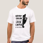 猫愛好家の為のシンプルなデザインのTシャツ Keep Calm and Love Cats Tシャツ (正面)