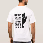 猫愛好家の為のシンプルなデザインのTシャツ Keep Calm and Love Cats Tシャツ (裏面)