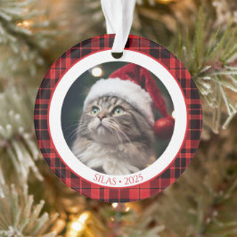 猫愛好者ペットクリスマス写真オーナメント 年付き オーナメント