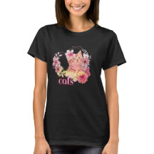 猫愛溢れるフローラルキッテンTシャツ - かわいいペット好きへのギフト