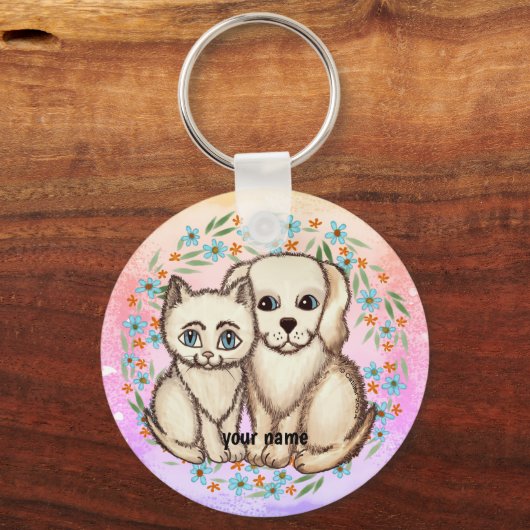 猫愛犬 キーホルダー (正面)