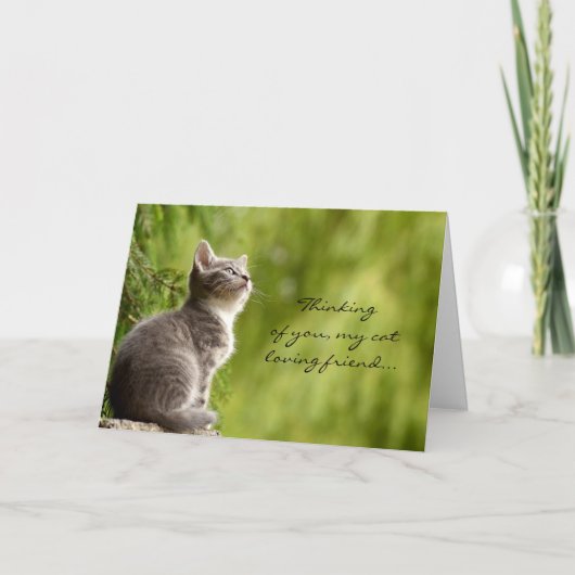 猫愛考える情友人のグリーティングカード カード (正面)