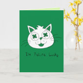 猫感じのラッキー・セント・パトリックの日 カード (黄色い花)