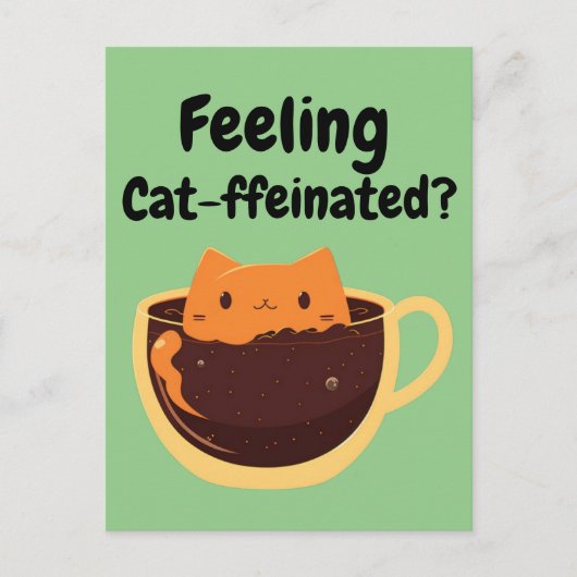 猫感じの肉か?コーヒーキャットマンガ ポストカード (正面)