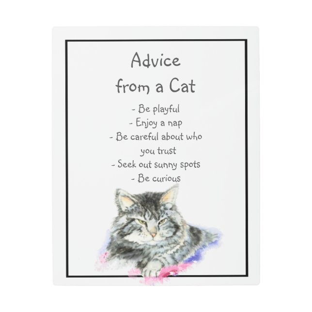 猫感動的おもしろいのアドバイス メタルプリント (正面)