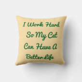 猫懸命ベージュおもしろいのワーパーソナライズされたク引用文 クッション (裏面)