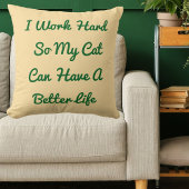 猫懸命ベージュおもしろいのワーパーソナライズされたク引用文 クッション