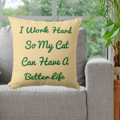 猫懸命ベージュおもしろいのワーパーソナライズされたク引用文 クッション