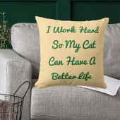 猫懸命ベージュおもしろいのワーパーソナライズされたク引用文 クッション