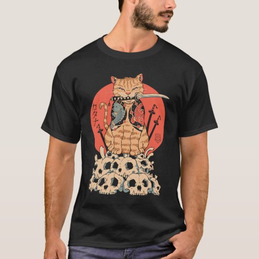 猫戦士のドクロ Tシャツ (正面)