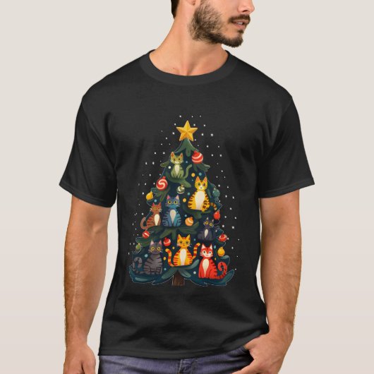 猫戦術的なクリスマスツリー完璧な休日 Tシャツ (正面)