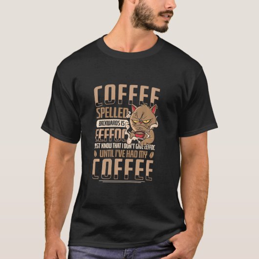 猫戻りコーヒー飲み戻し怠惰コーヒー飲み屋 Tシャツ (正面)