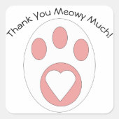 猫手かわいいパーソナライズ、ありがとう スクエアシール (正面)
