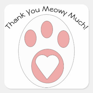 猫手かわいいパーソナライズ、ありがとう スクエアシール