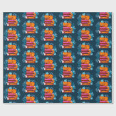 猫承認済み書籍ティール（緑がかった色） ラッピングペーパー (フラット)