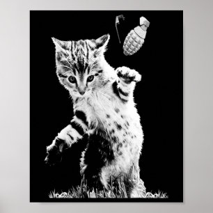 猫投げおもしろい手榴弾シーン ポスター