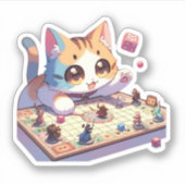 猫投げサイコロ卓上ゲーム シール (正面)