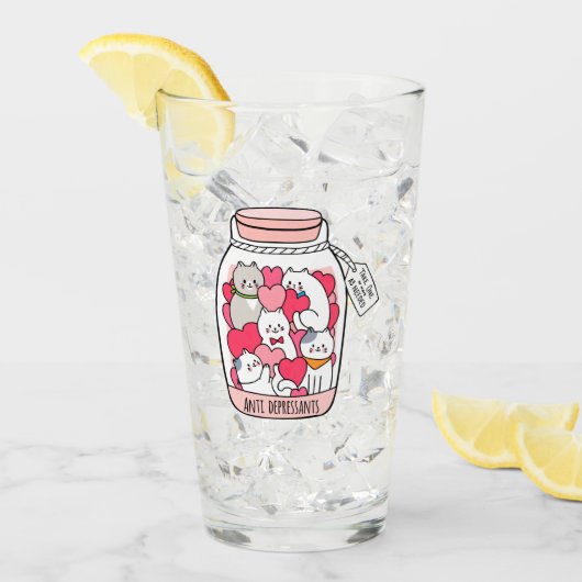 猫抗うつおもしろい猫好き タンブラーグラス (アイス正面)