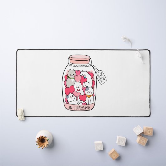 猫抗うつおもしろい猫好き デスクマット (キッズテーブル)