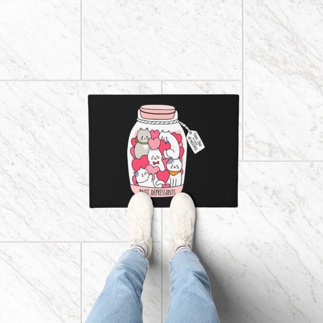 猫抗うつおもしろい猫好き ドアマット (室内)