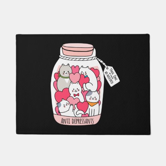 猫抗うつおもしろい猫好き ドアマット (正面)