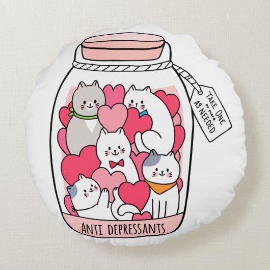 猫抗うつおもしろい猫好き ラウンドクッション (裏面)