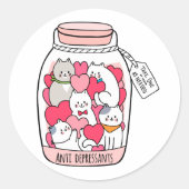 猫抗うつおもしろい猫好き ラウンドシール (正面)